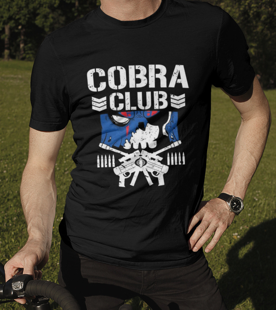 Cobra Club Skull Crossed Guns Bullet Chevrons Bold Design T-Shirt