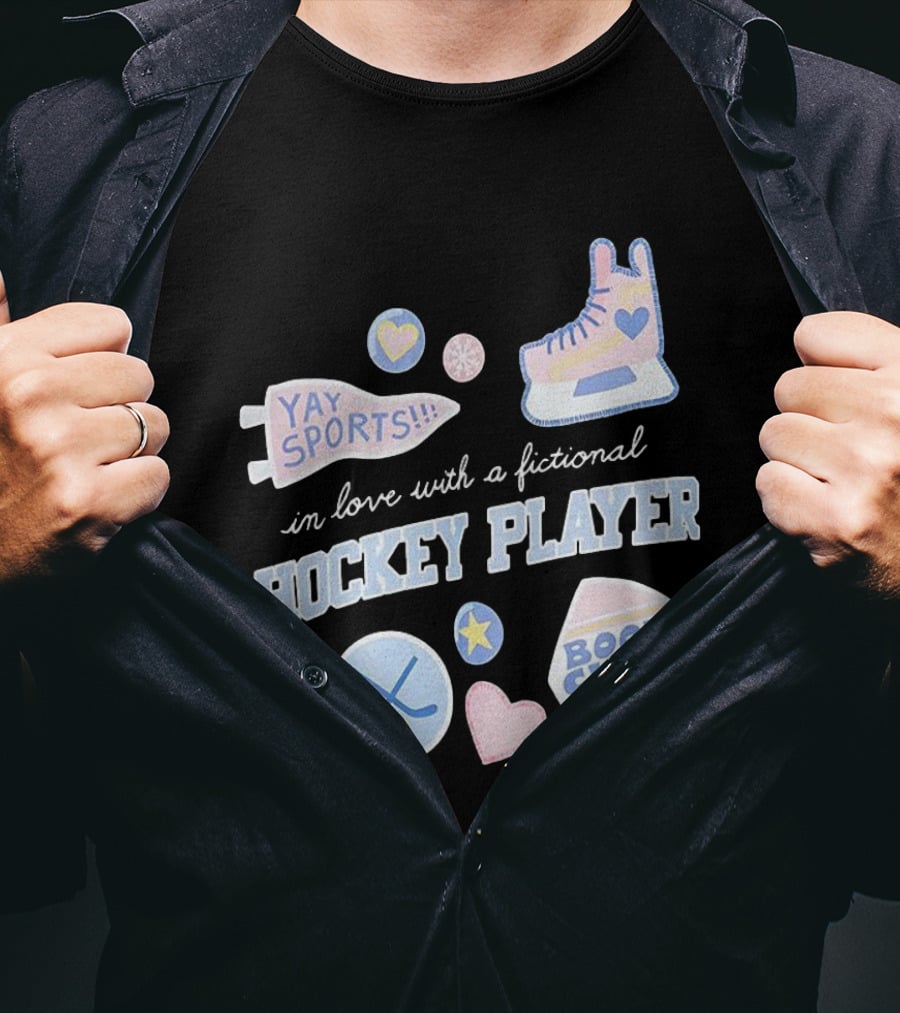 In Love With A Fictional Hockey Player Yay Sports Book Club T-Shirt