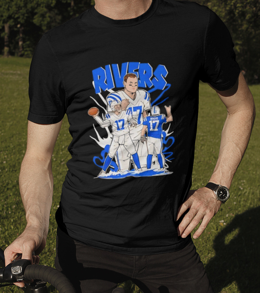 Philip Rivers 17 Indianapolis Colts Cartoon Football Player Art T-Shirt