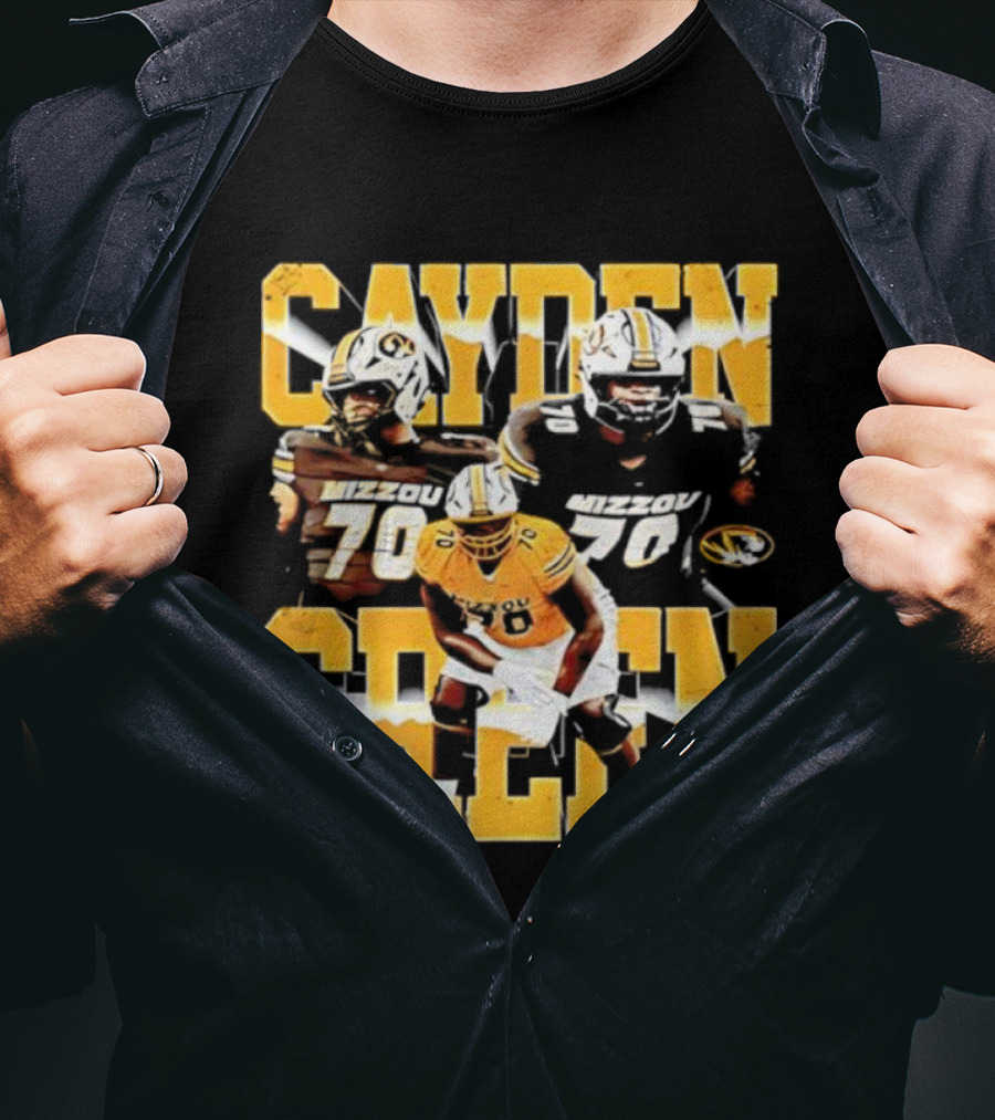 Mizzou Tigers Cayden Green 70 Player Imagery T-Shirt