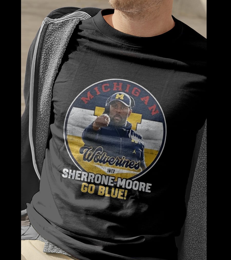 Michigan Wolverines Sherrone Moore Go Blue Coach 1917 T-Shirt