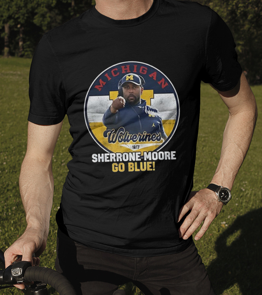 Michigan Wolverines Sherrone Moore Go Blue Coach 1917 T-Shirt