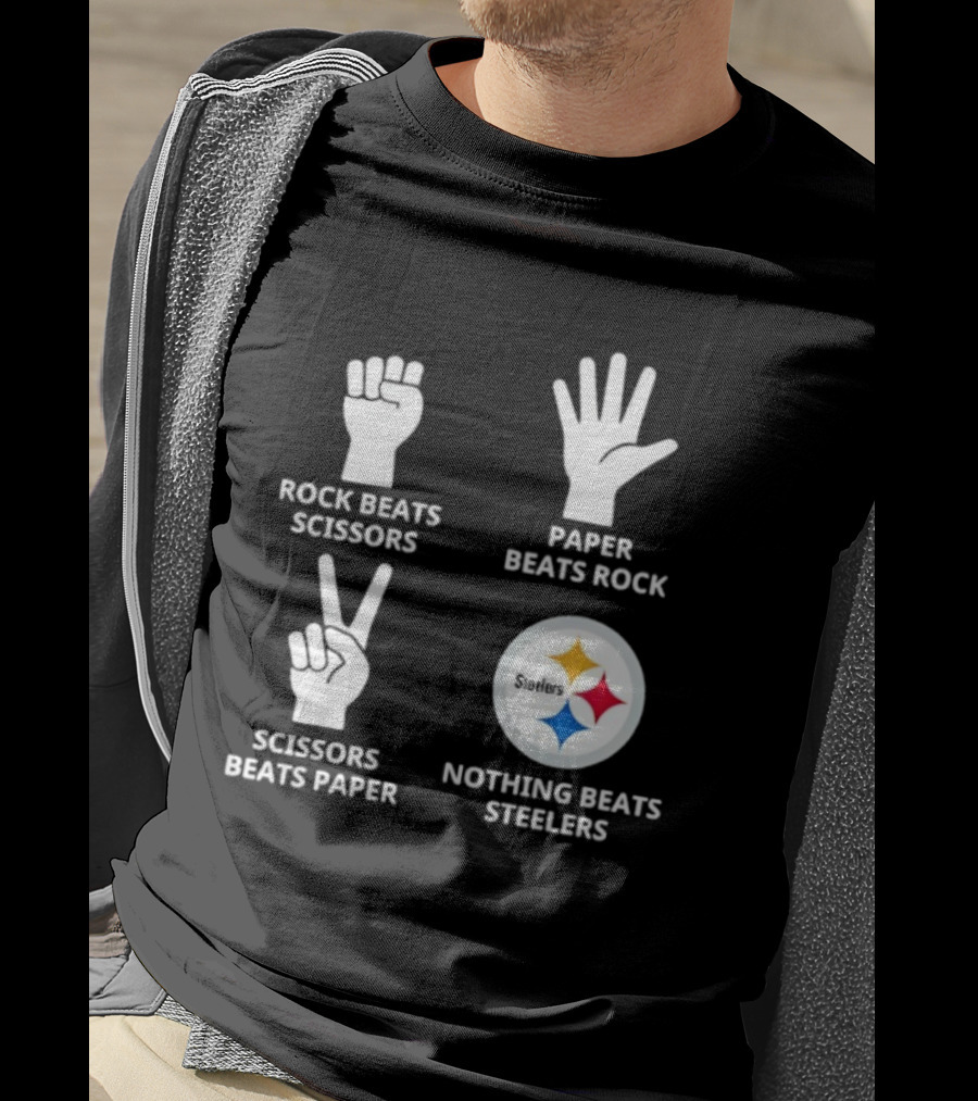 Pittsburgh Steelers Rock Paper Scissors Nothing Beats Steelers Logo T-Shirt