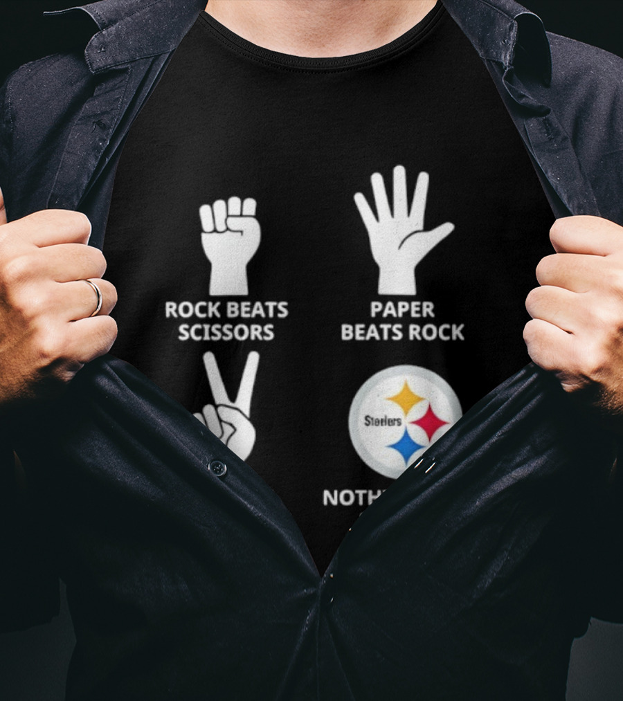 Pittsburgh Steelers Rock Paper Scissors Nothing Beats Steelers Logo T-Shirt