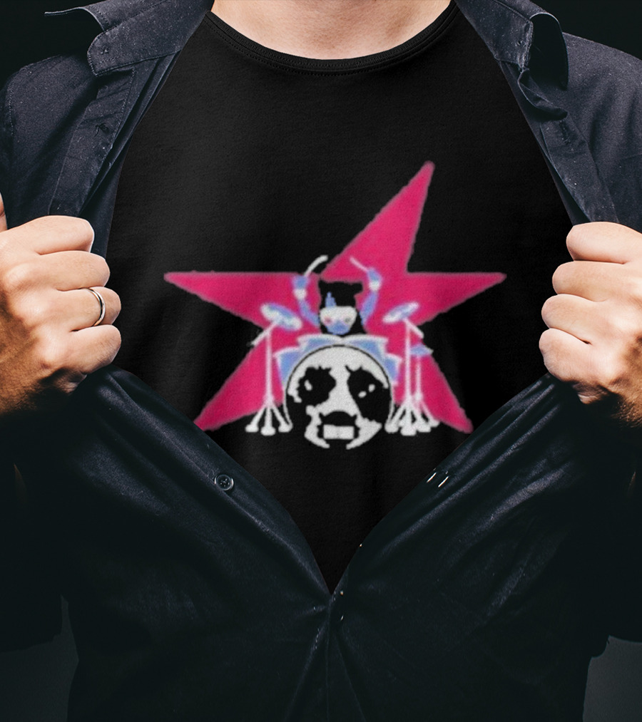 Torr Drummer Star Drums Iconic Panda Graphics T-Shirt