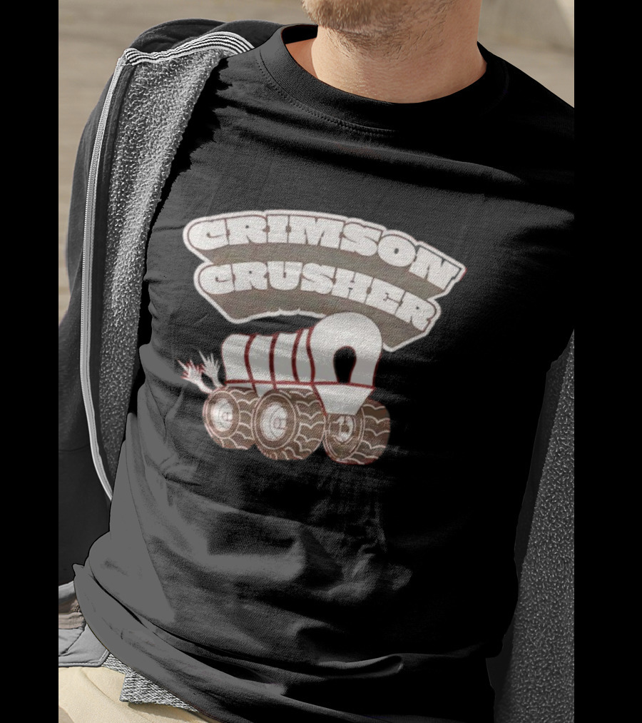 Crimson Crusher Covered Wagon Monster Truck Icon T-Shirt