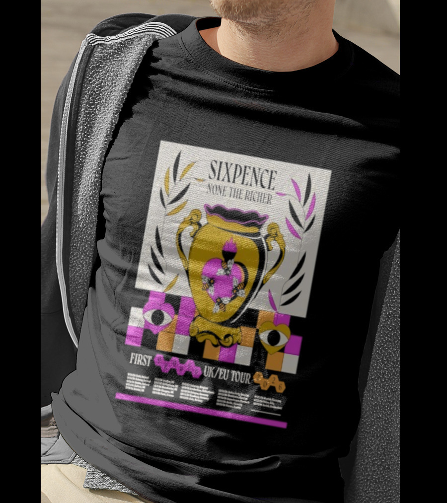 Sixpence None The Richer First Proper UK EU Tour 2026 Eye And Vase Motif T-Shirt