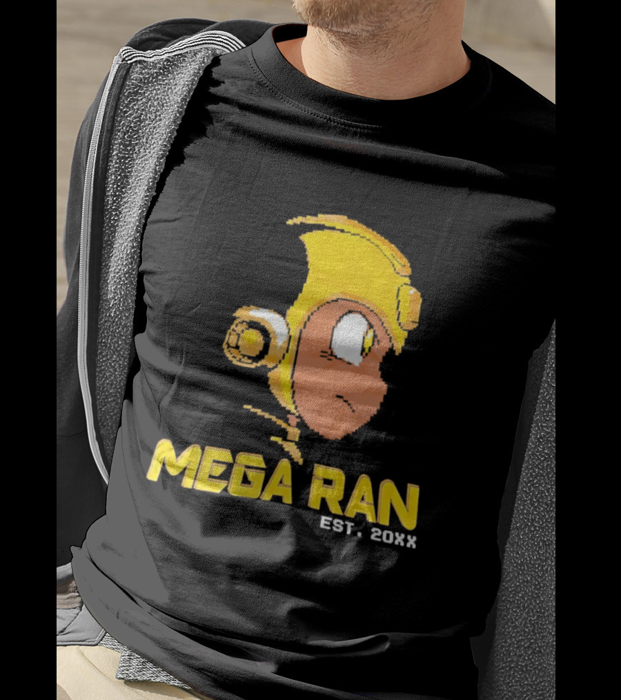 Mega Ran EST. 20XX Cartoon Character Yellow Helmet T-Shirt