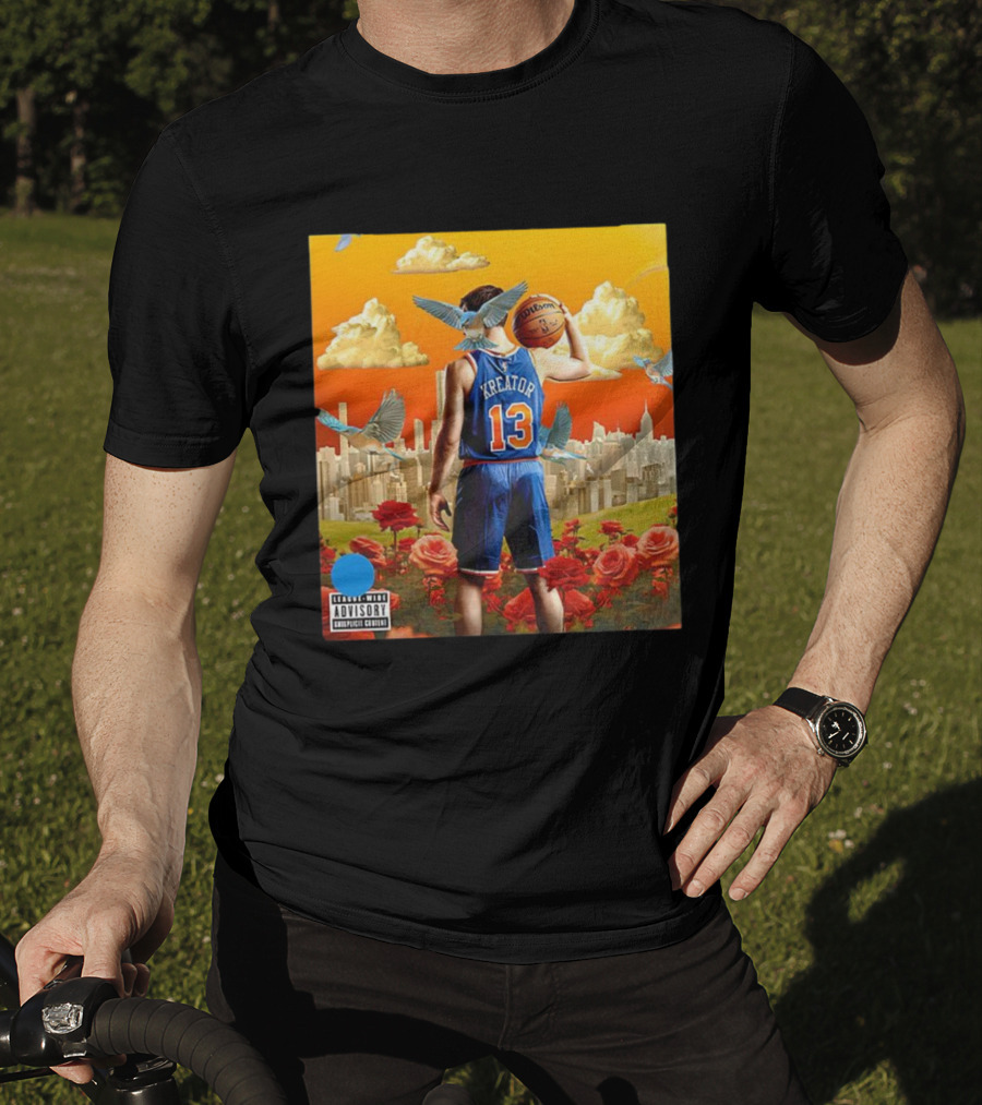 Kreator 13 New York Knicks Basketball City Skyline And Roses T-Shirt