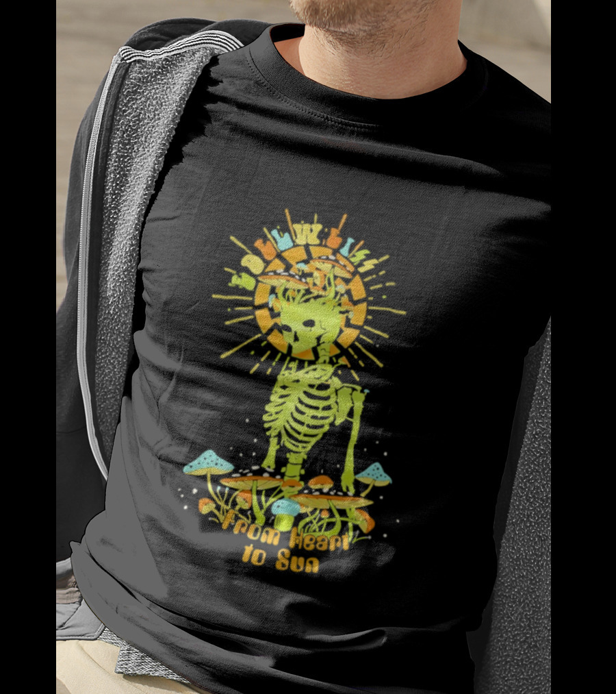 Skeleton Edelweiss From Heart To Sun Mushrooms Sunburst T-Shirt