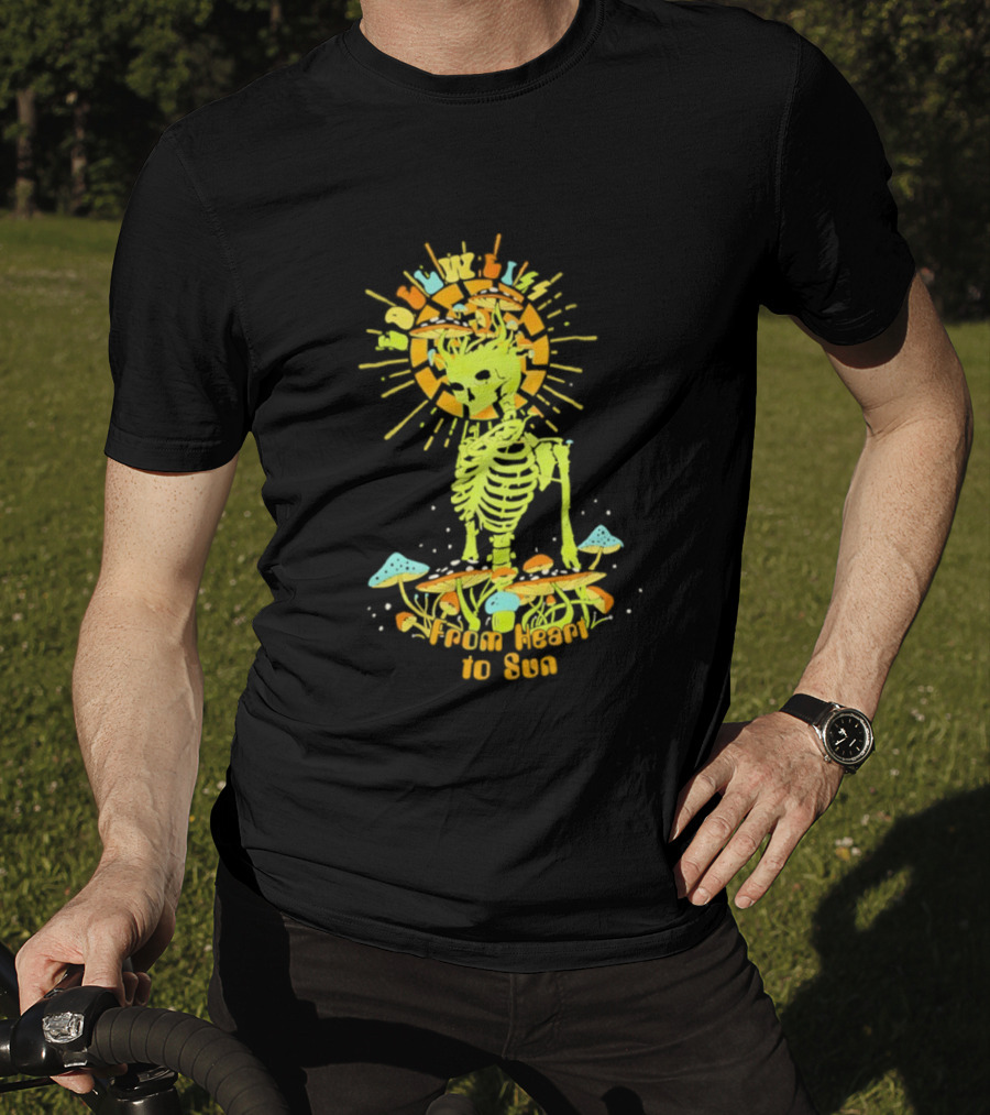 Skeleton Edelweiss From Heart To Sun Mushrooms Sunburst T-Shirt