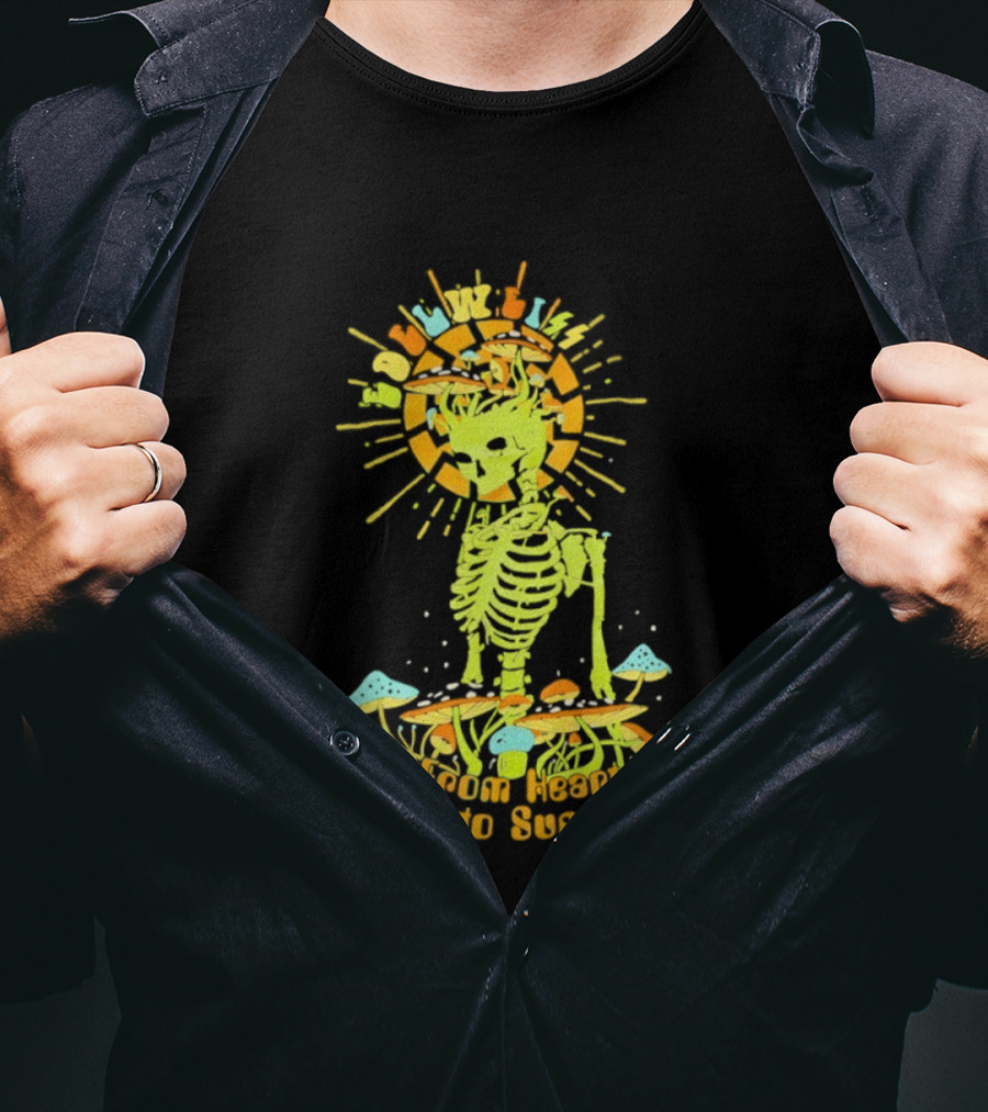 Skeleton Edelweiss From Heart To Sun Mushrooms Sunburst T-Shirt