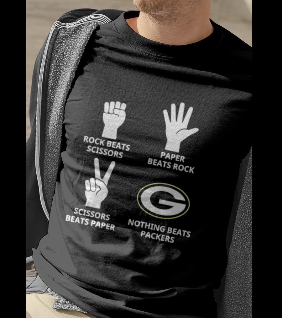 Rock Paper Scissors Nothing Beats Packers T-Shirt
