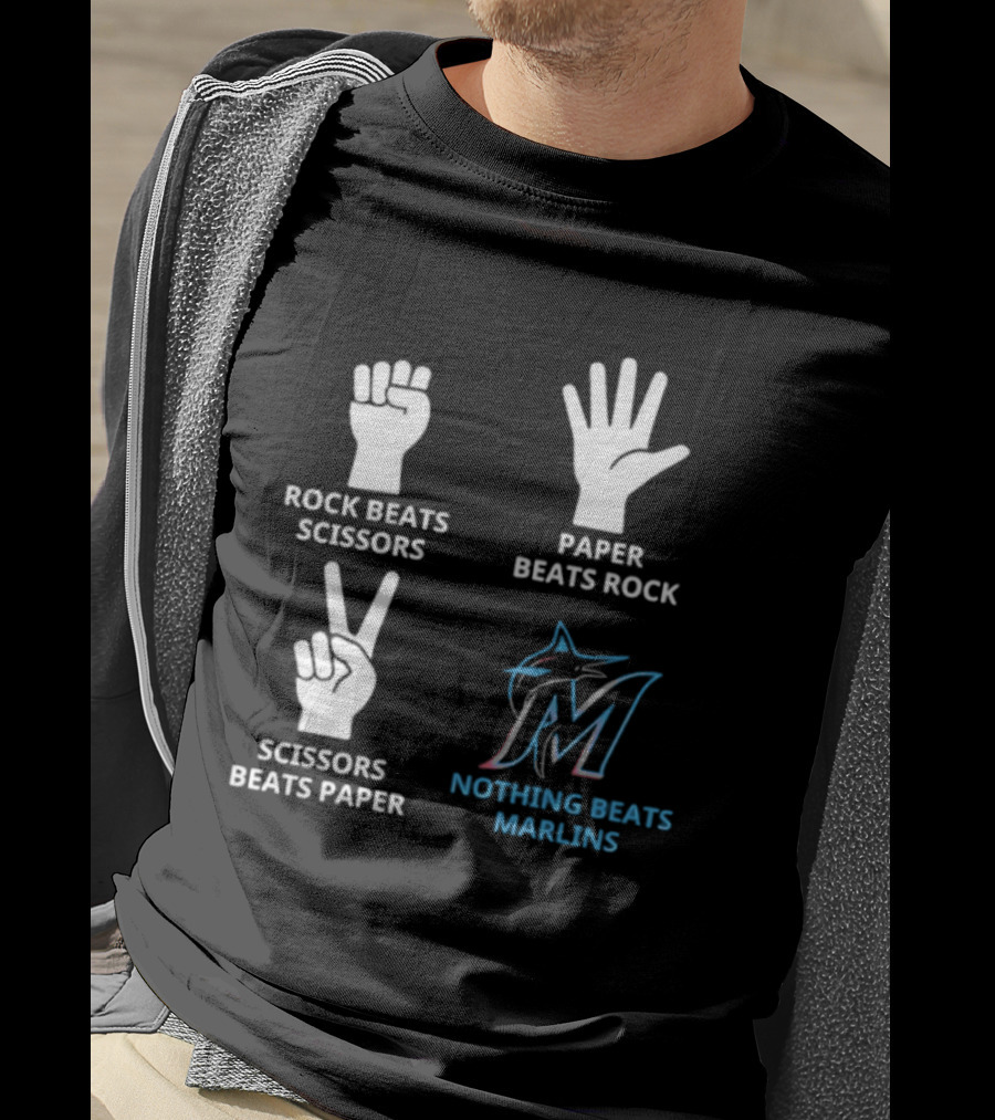 Rock Paper Scissors Marlins Nothing Beats Miami T-Shirt