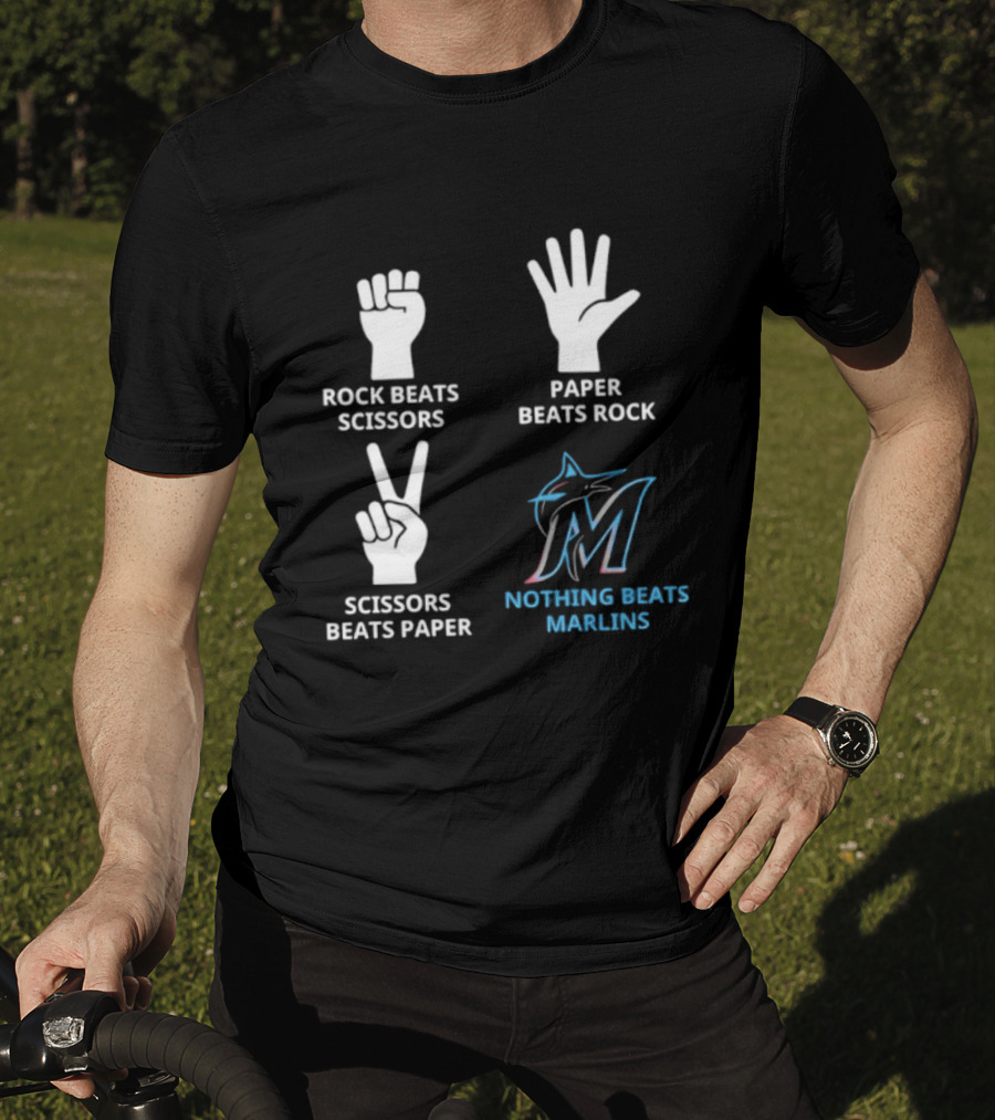 Rock Paper Scissors Marlins Nothing Beats Miami T-Shirt