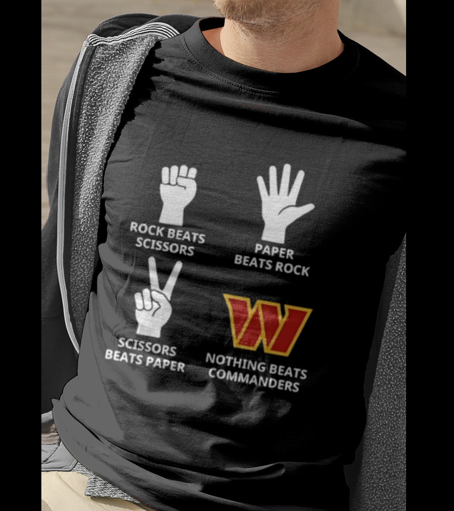 Washington Commanders Rock Paper Scissors Nothing Beats Commanders T-Shirt