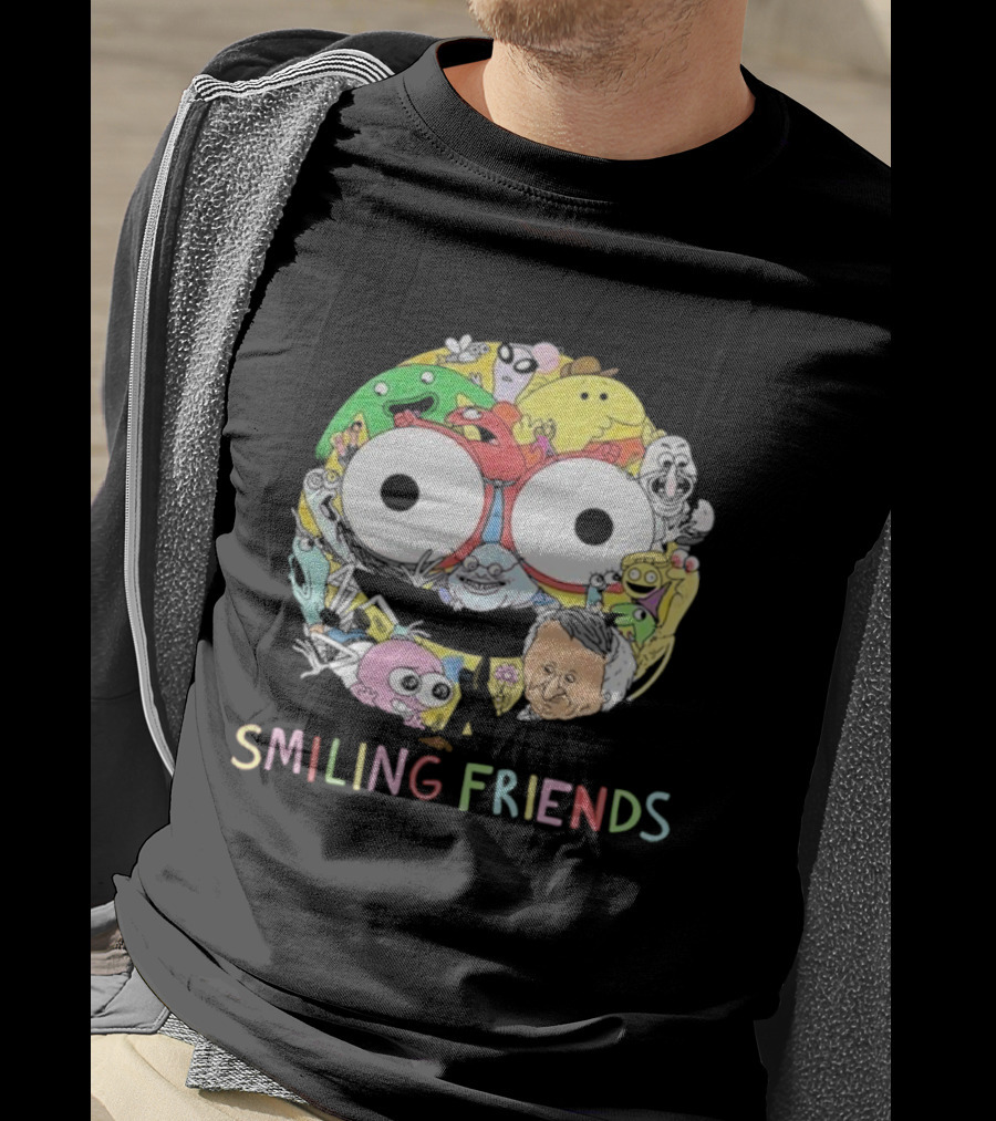 Smiling Friends Colorful Character Collage Faces T-Shirt