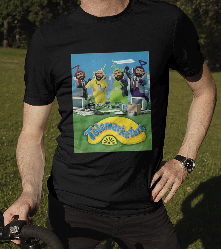 Telemarketers Teletubbies Funny Crossover Mashup T-Shirt