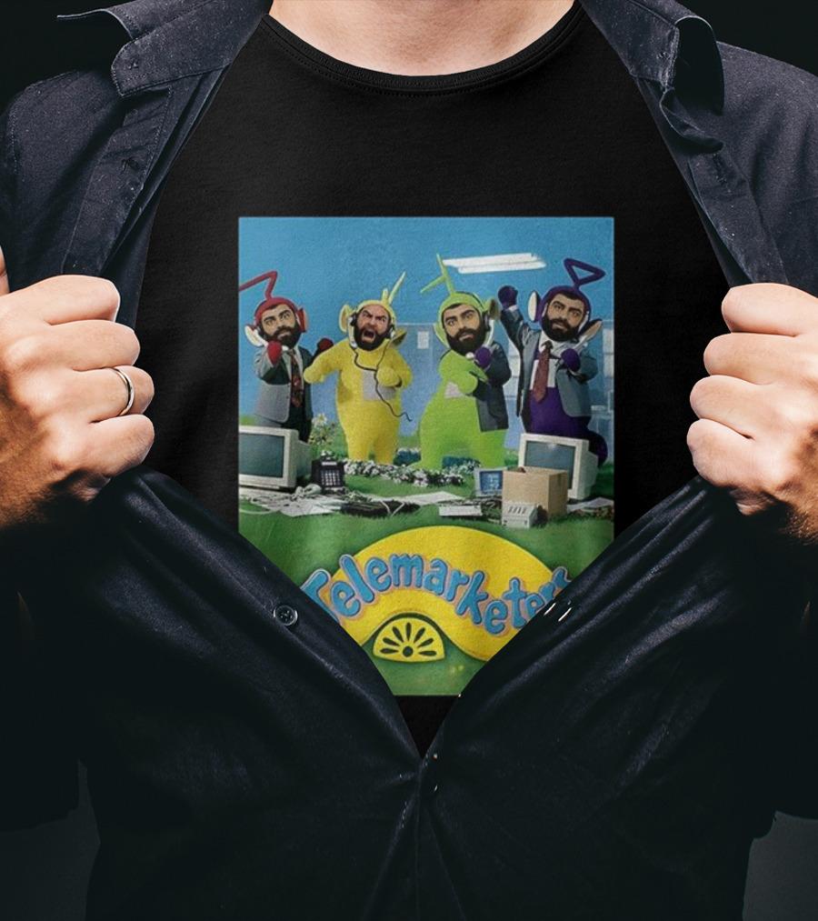 Telemarketers Teletubbies Funny Crossover Mashup T-Shirt