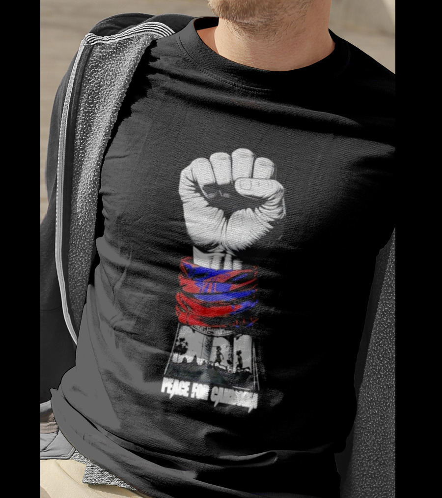 Peace For Cambodia Fist Strong Hand Red Blue Bandana Silhouette T-Shirt
