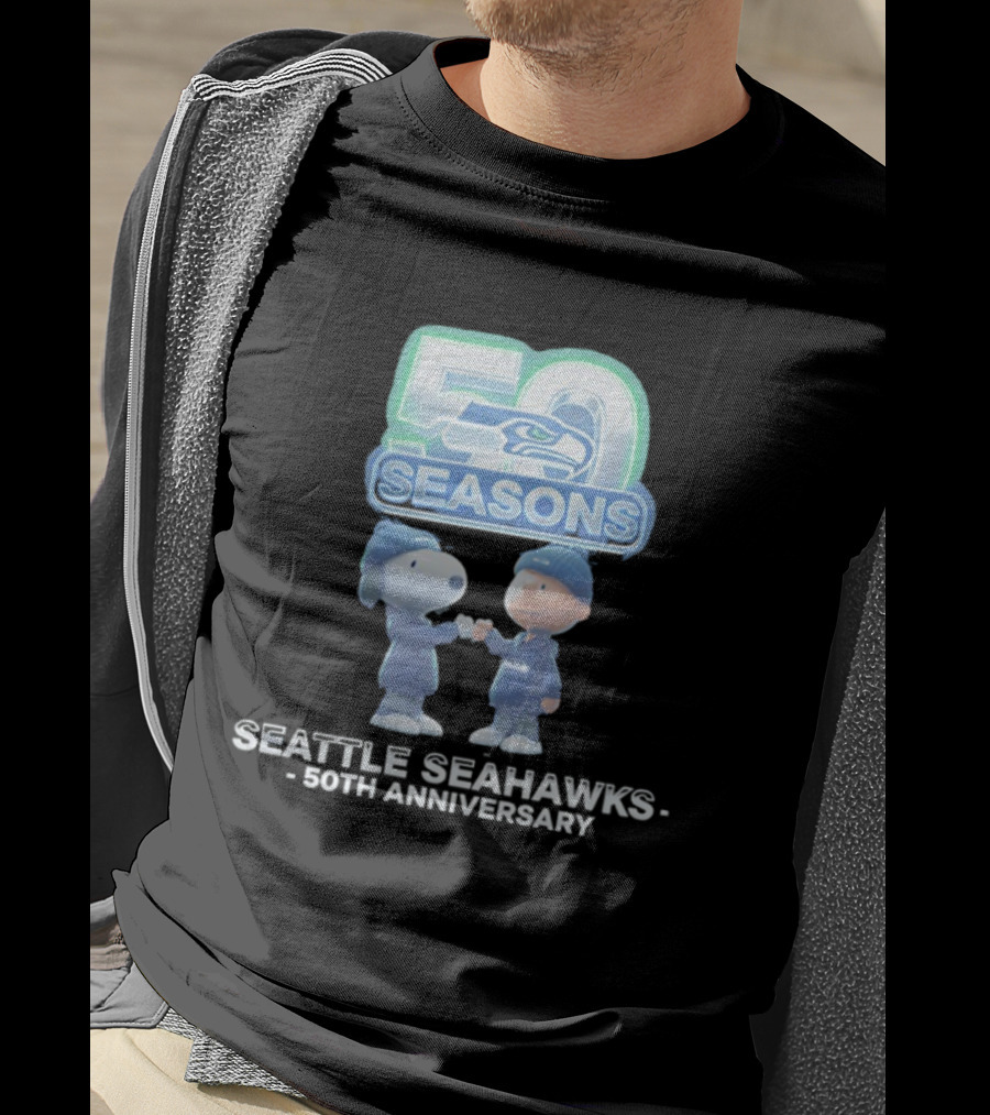 Snoopy Charlie Brown Seattle Seahawks 50 Seasons 50th Anniversary 1976 2026 T-Shirt