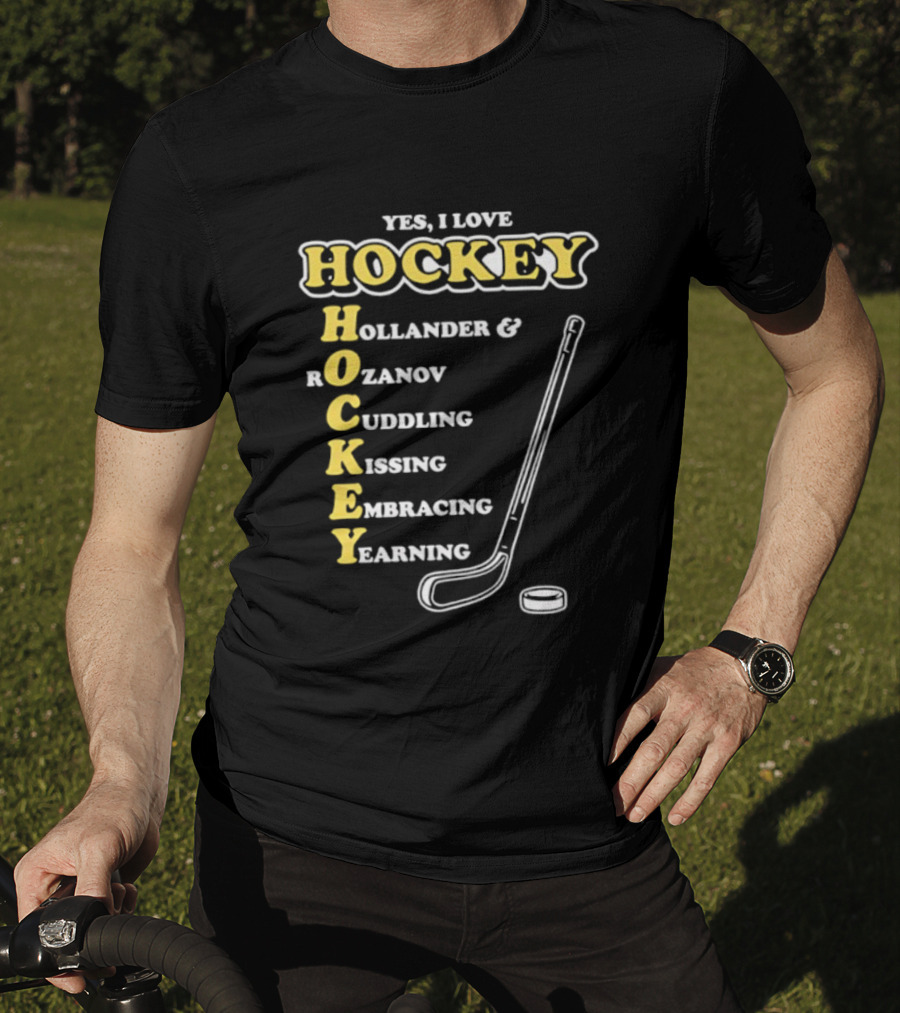Yes I Love Hockey Hollander Rozanov Cuddling Kissing Embracing Yearning T-Shirt