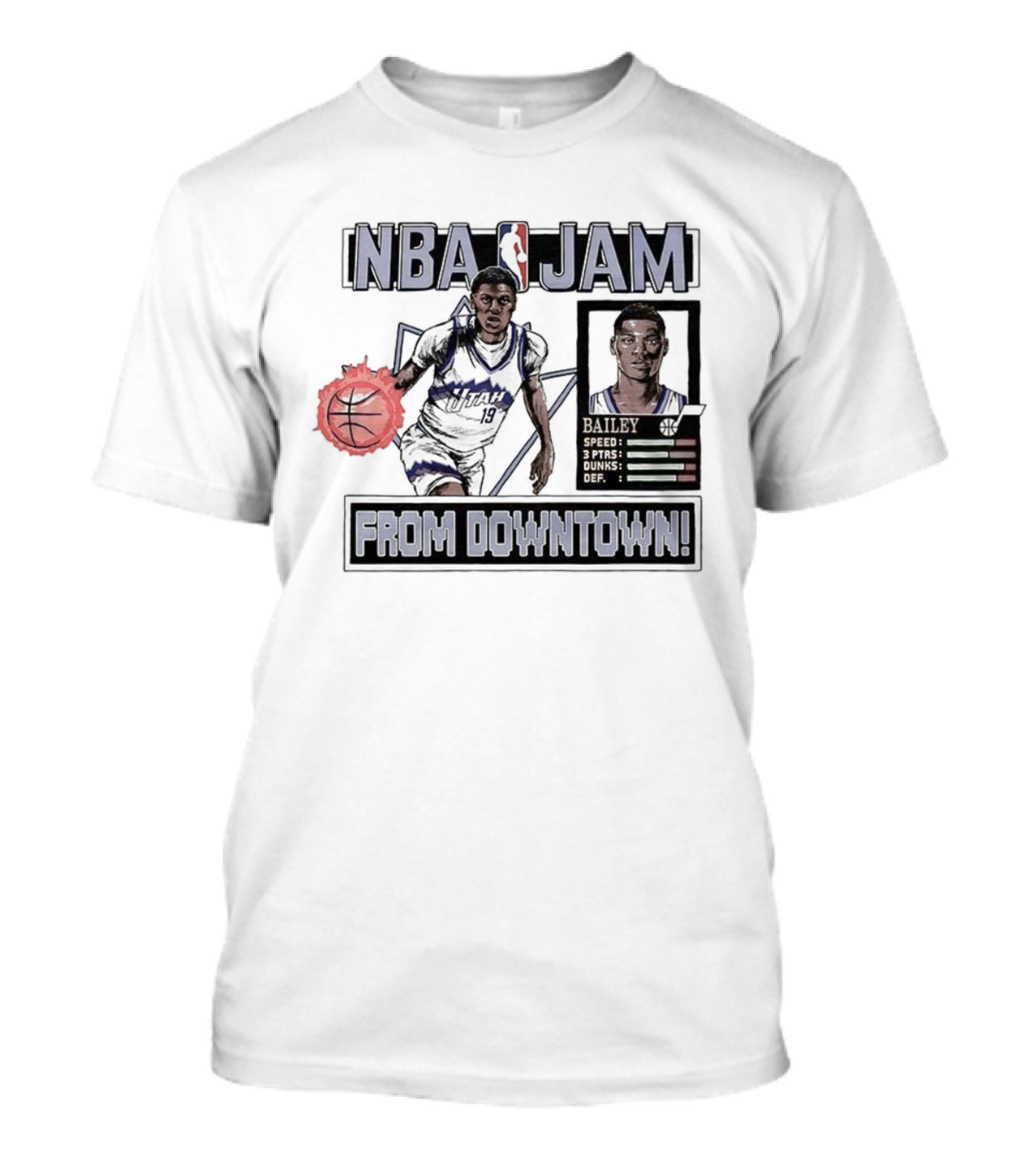 NBA JAM Ace Bailey Utah Jazz From Downtown Classic Video Game T-Shirt