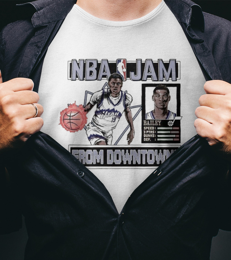 NBA JAM Ace Bailey Utah Jazz From Downtown Classic Video Game T-Shirt