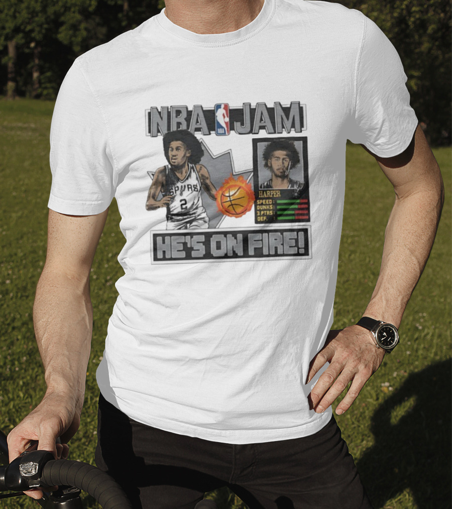 NBA Jam Harper San Antonio Spurs He's On Fire Basketball T-Shirt
