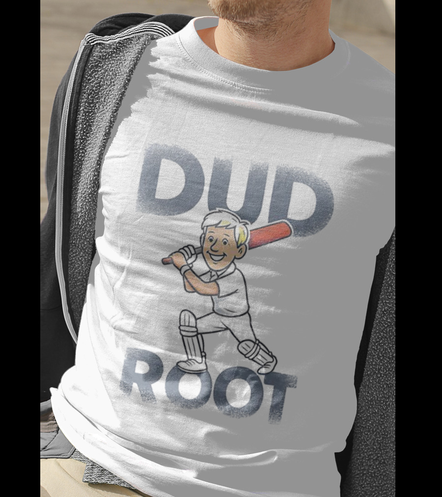 Dud Root Cricket Batting Cartoon Character T-Shirt