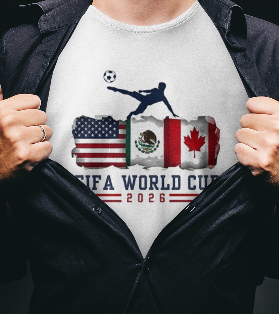 FIFA World Cup 2026 USA Mexico Canada Flag Soccer Event T-Shirt