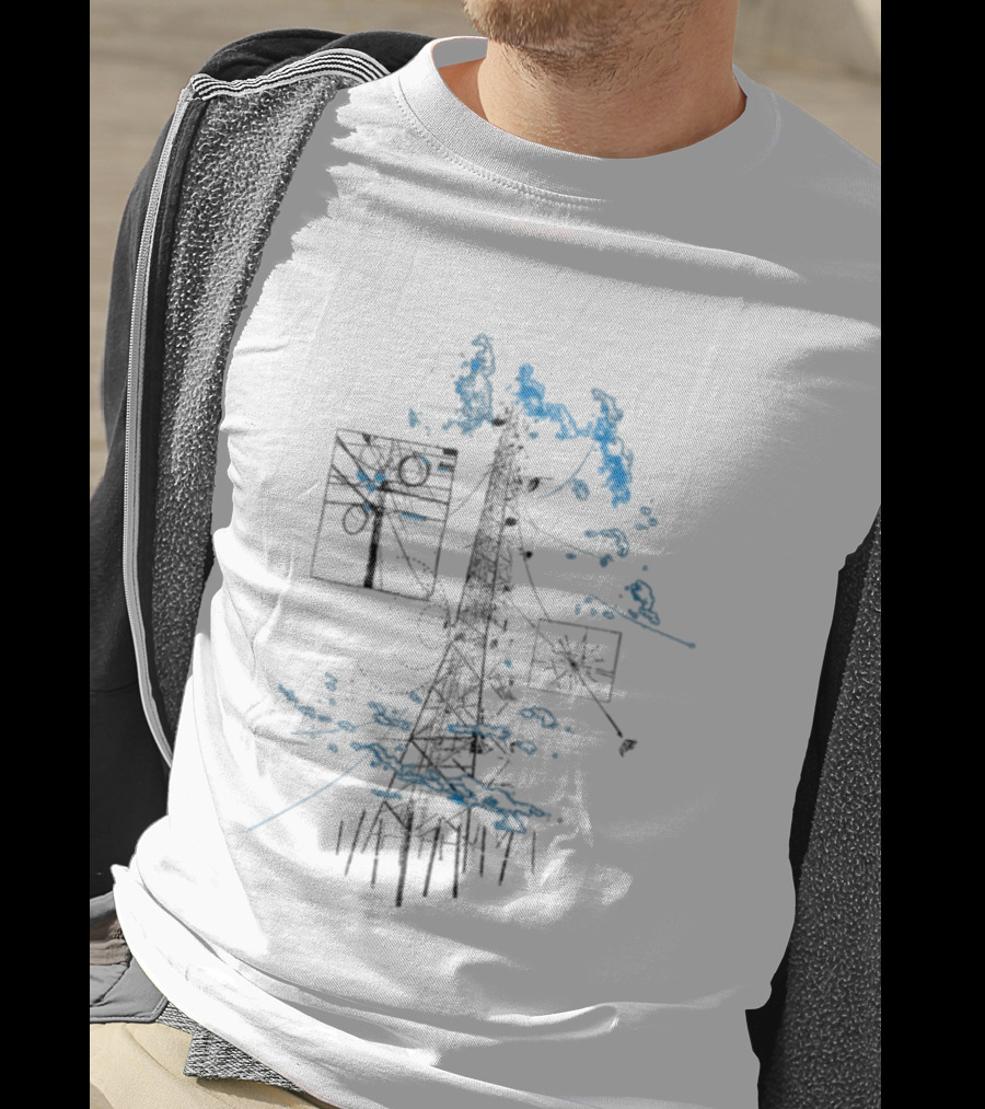 Free Finga Bokštas Visual Telecommunication Tower Elements Clouds T-Shirt