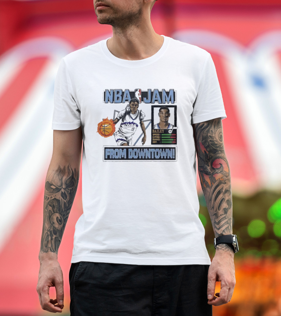 NBA Jam Utah Jazz Bailey From Downtown Retro Gaming Style T-Shirt