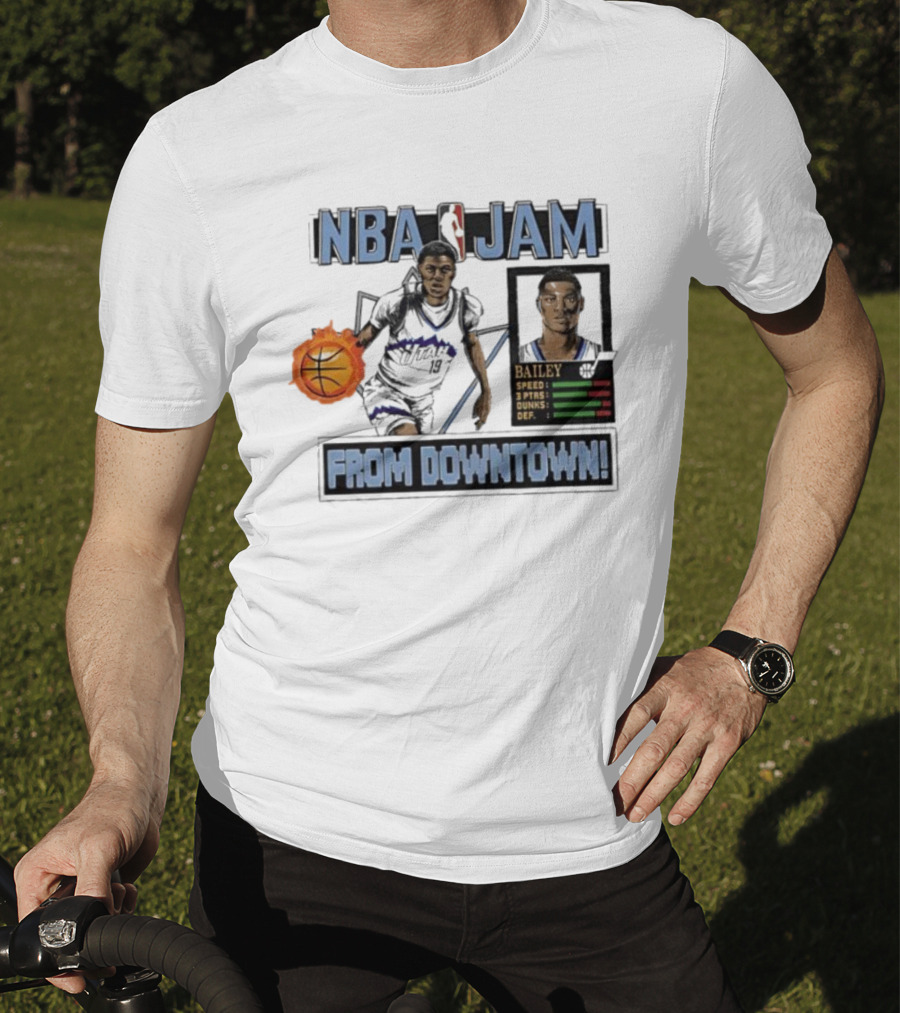 NBA Jam Utah Jazz Bailey From Downtown Retro Gaming Style T-Shirt