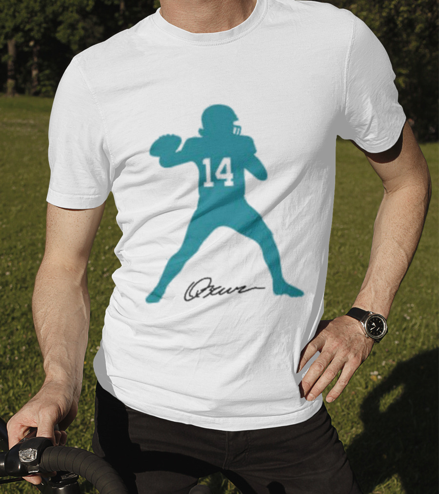 Quinn Ewers Number 14 Football Player Silhouette T-Shirt