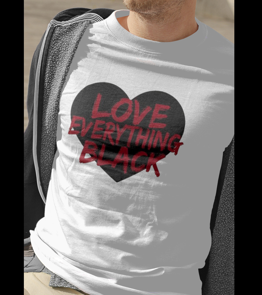 Love Everything Black Heart Bold Statement T-Shirt