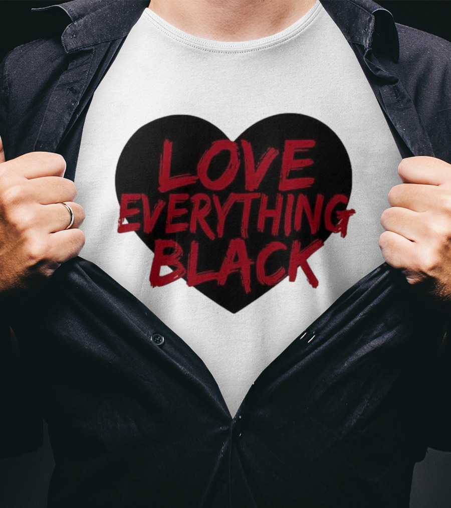 Love Everything Black Heart Bold Statement T-Shirt