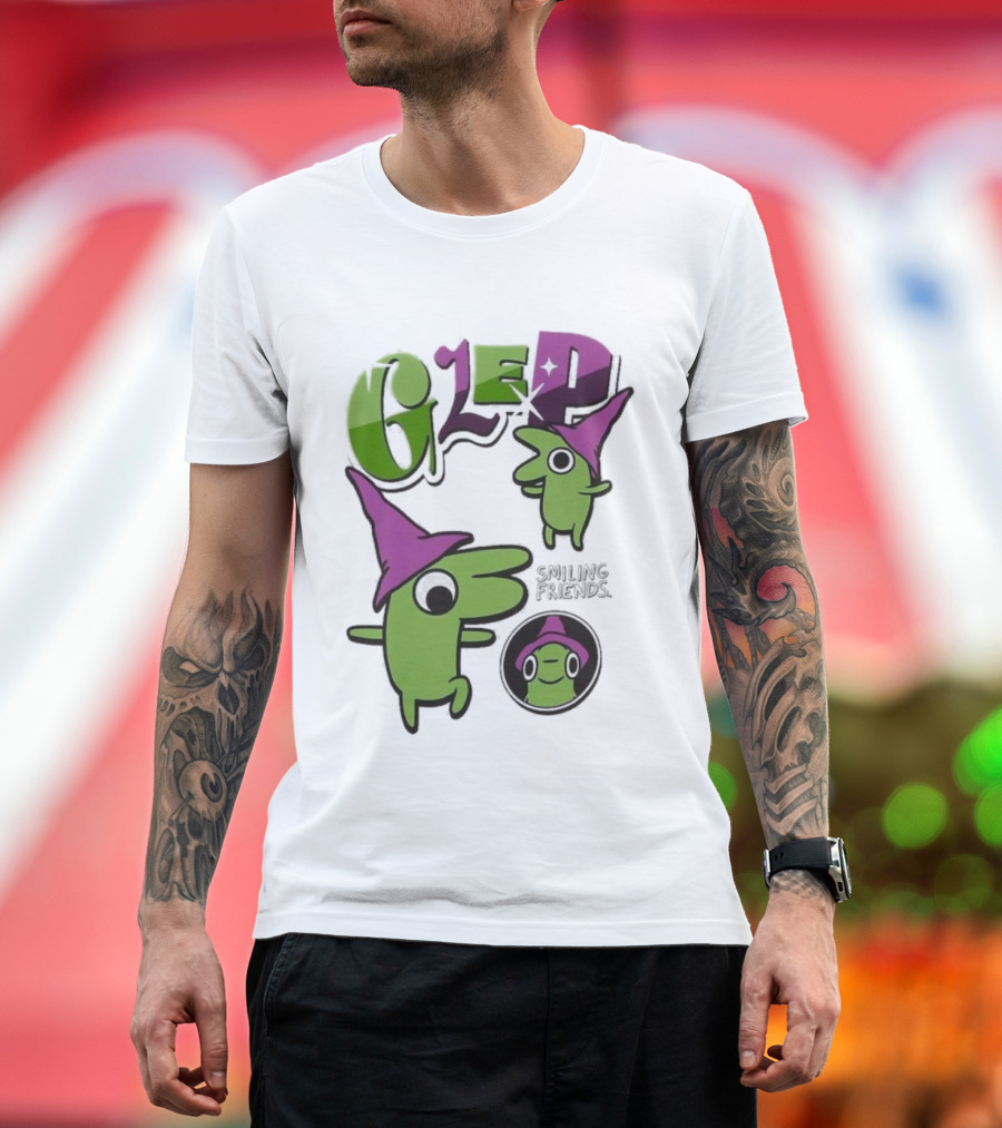 Smiling Friends Glep Green Character With Purple Hat T-Shirt