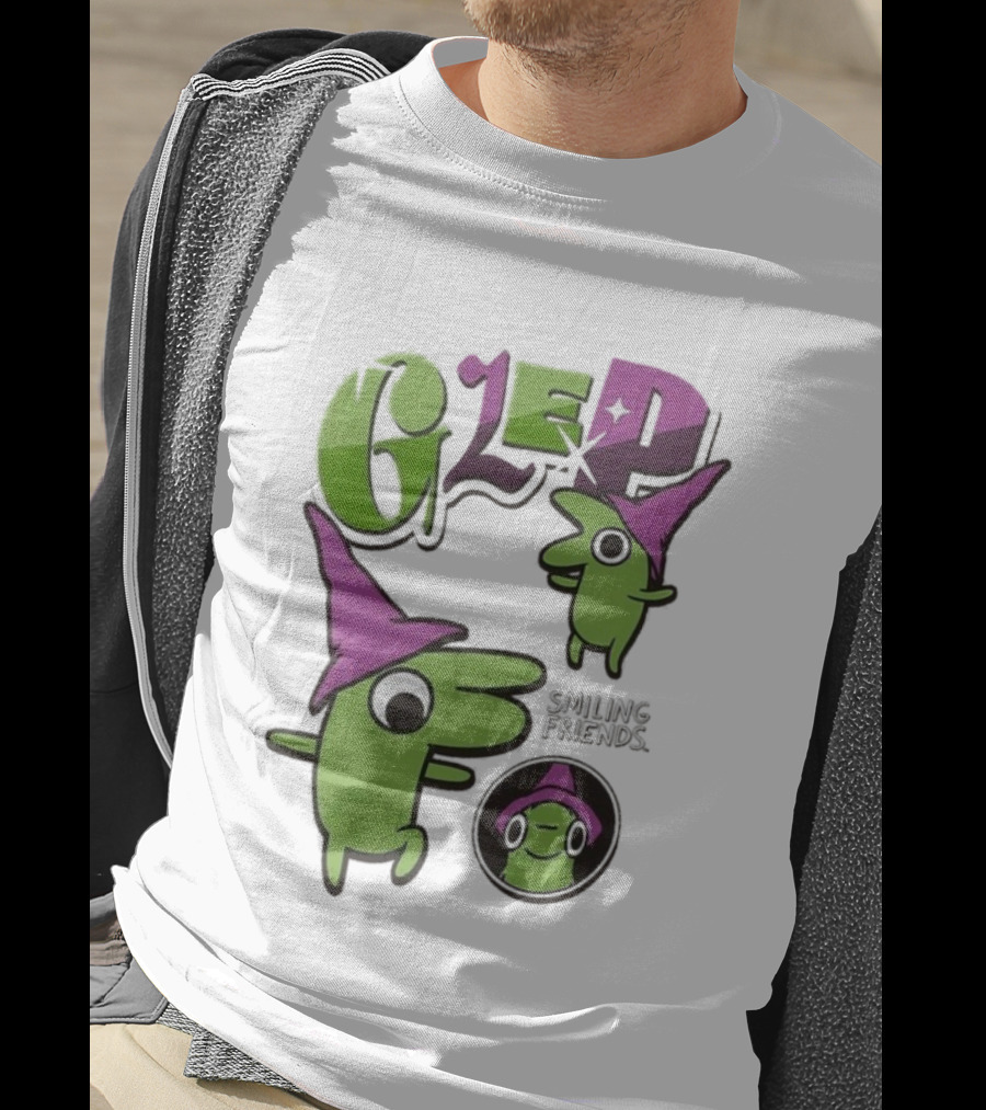Smiling Friends Glep Green Character With Purple Hat T-Shirt