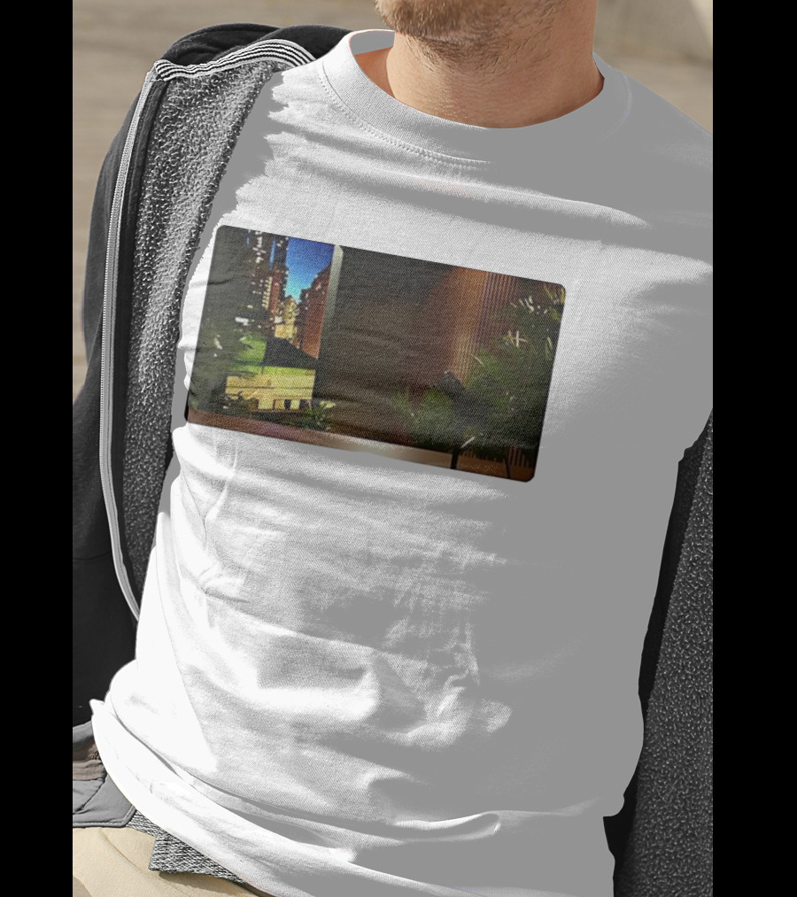 Nick Fuentes Empty Studio Microphone Cityscape Backdrop T-Shirt