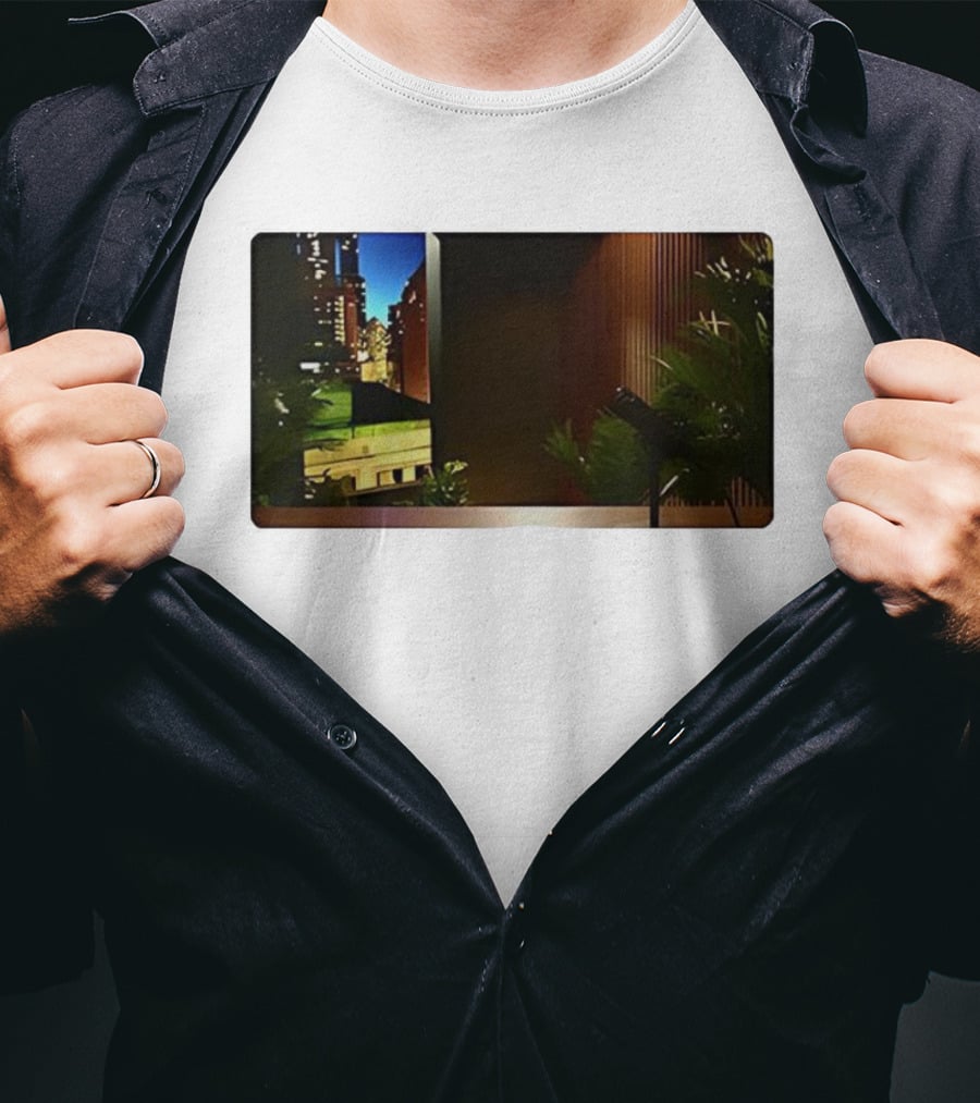 Nick Fuentes Empty Studio Microphone Cityscape Backdrop T-Shirt