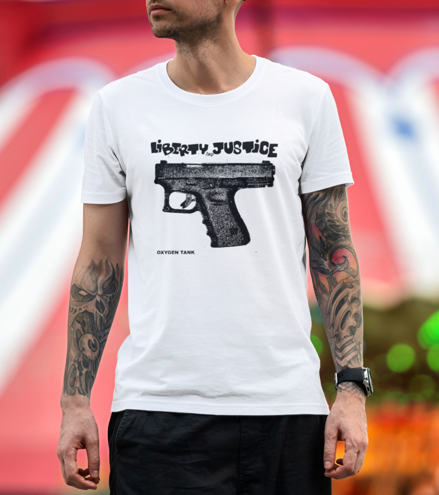 Liberty Justice Oxygen Tank Gun Graphic T-Shirt
