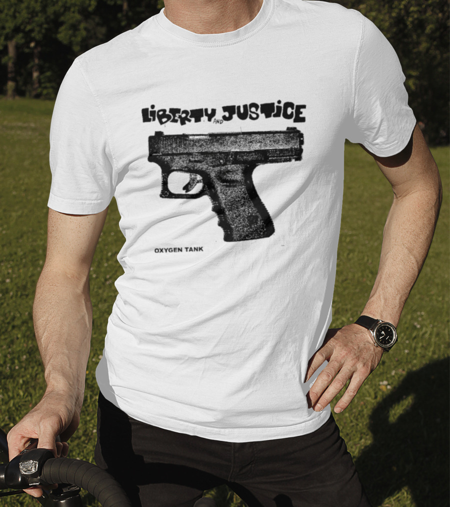 Liberty Justice Oxygen Tank Gun Graphic T-Shirt