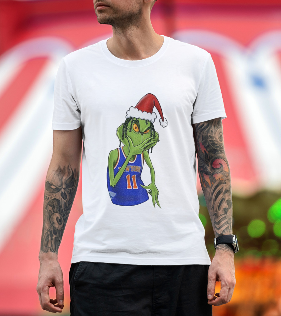Grinch Santa Jalen Brunson New York Knicks NBA Basketball Christmas T-Shirt