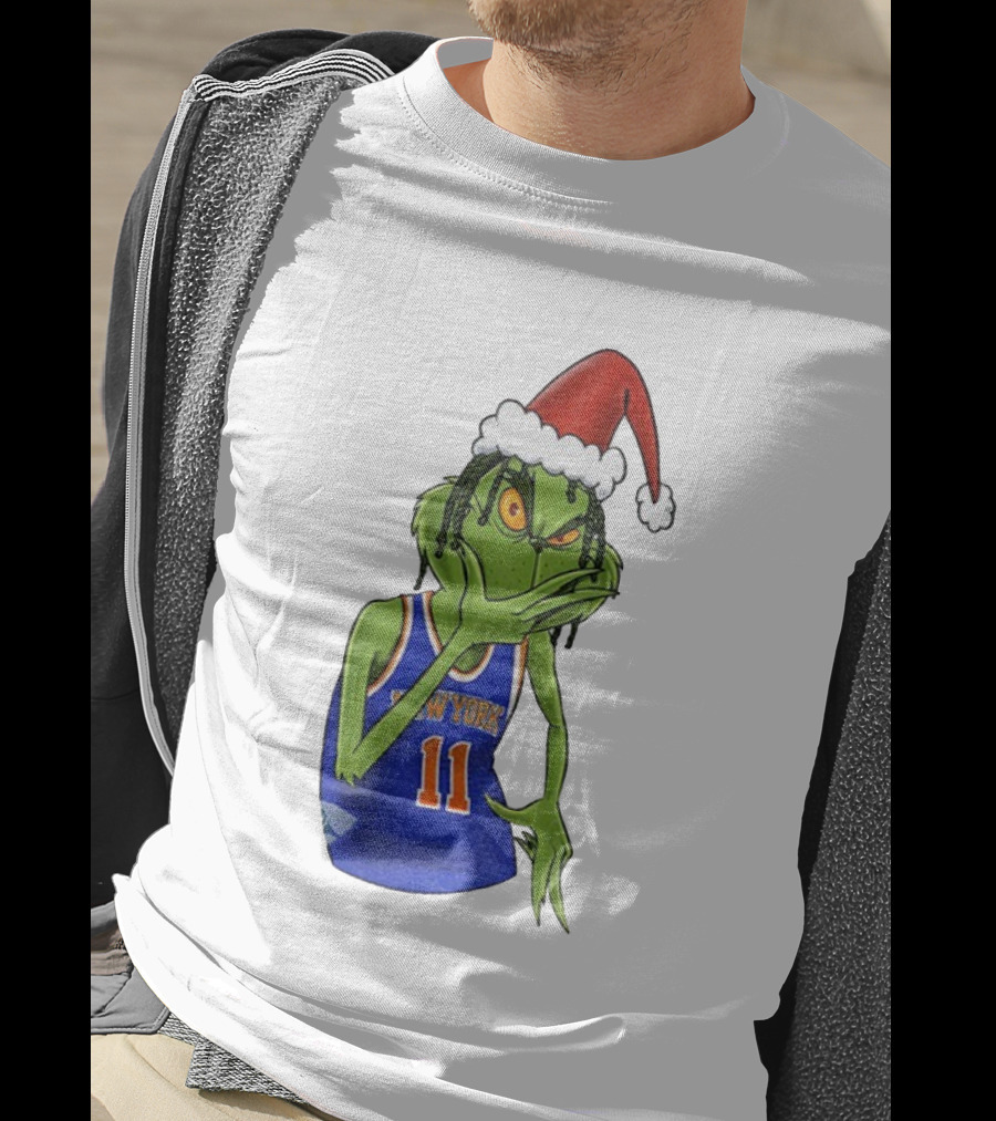 Grinch Santa Jalen Brunson New York Knicks NBA Basketball Christmas T-Shirt