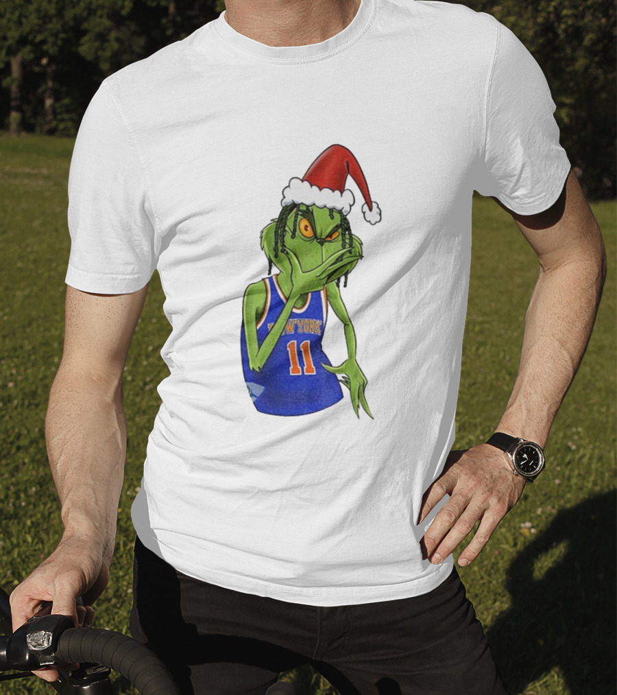 Grinch Santa Jalen Brunson New York Knicks NBA Basketball Christmas T-Shirt