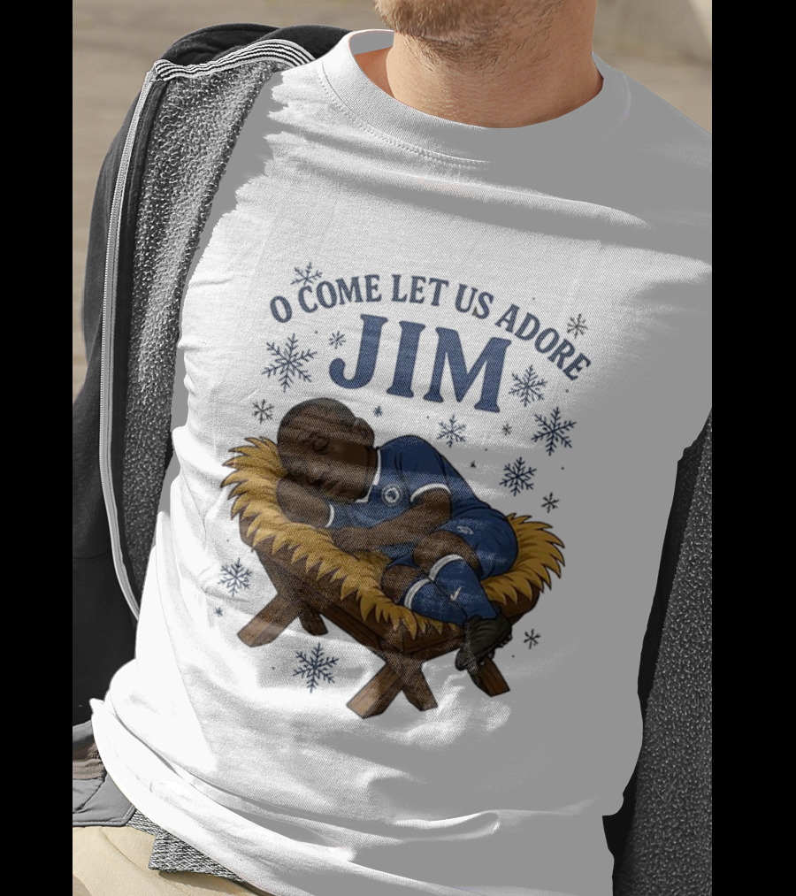 O Come Let Us Adore Jim Sleeping In Chelsea FC Christmas Manger Caricature T-Shirt