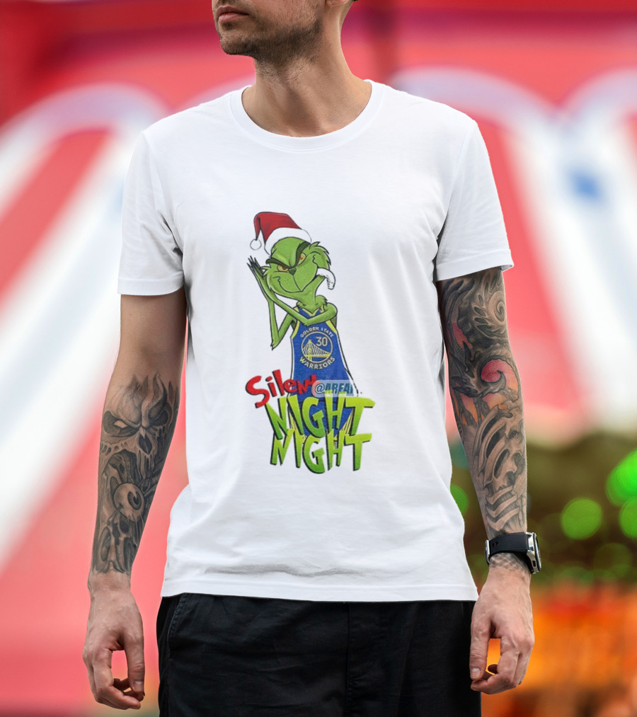 Silent Night Grinch Santa Stephen Curry Golden State Warriors NBA Christmas T-Shirt
