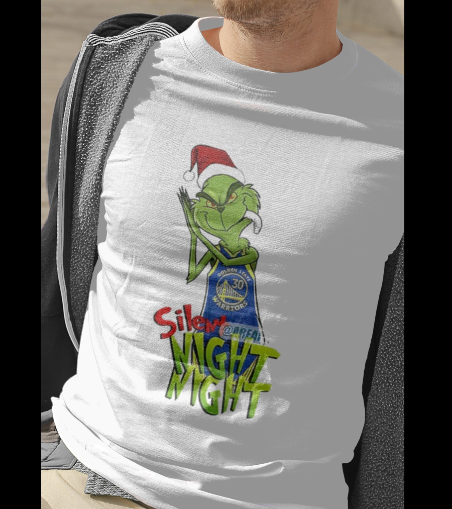 Silent Night Grinch Santa Stephen Curry Golden State Warriors NBA Christmas T-Shirt