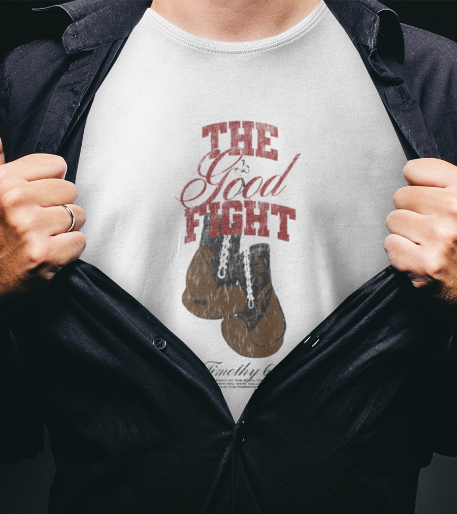 The Good Fight 1 Timothy 6:12 Boxing Gloves T-Shirt